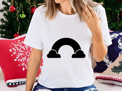 Minimalist black arch bridge silhouette over white background