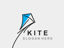 Kite logo design, flying paper kite Flat illustration vector company template