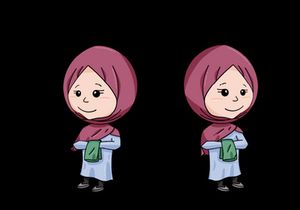 Little Girl Wearing Hijab Illustration