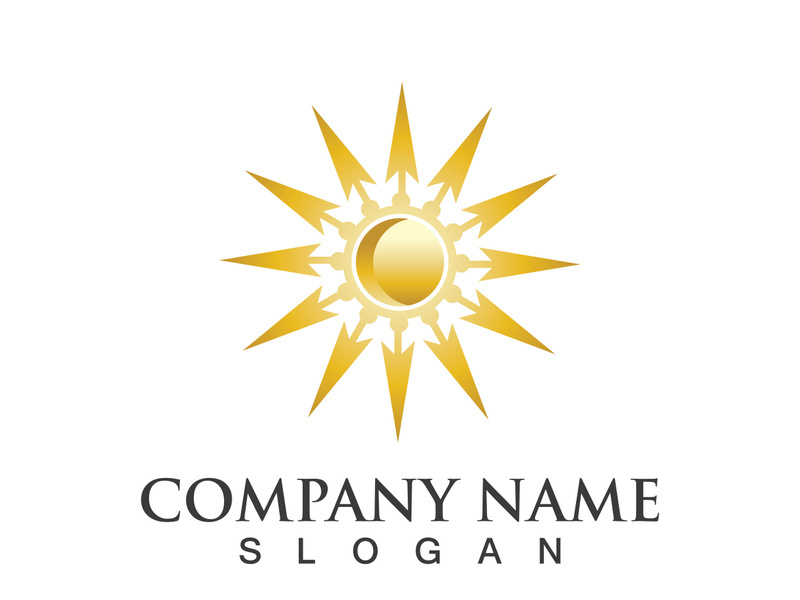 Creative sun concept logo illustration design template