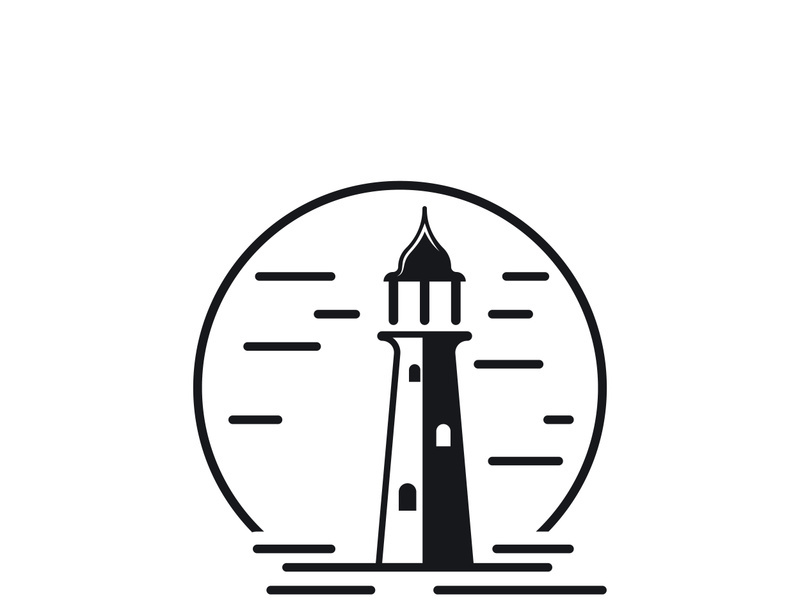 Lighthouse icon logo and vector illustration beacon tower design vintage symbol