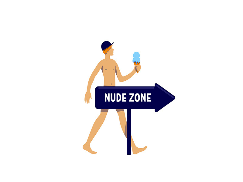 Naturist flat color vector faceless character
