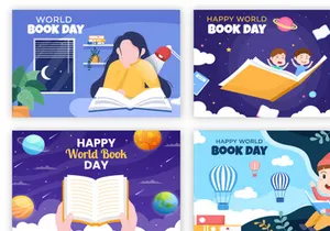 22 World Book Day Flat Illustration
