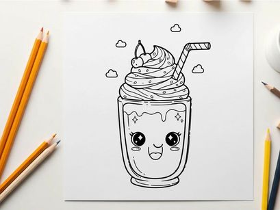 Cute smiling milkshake jar with whipped cream vector illustration
