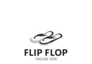 Flip Flop logo design style line art template illustration
