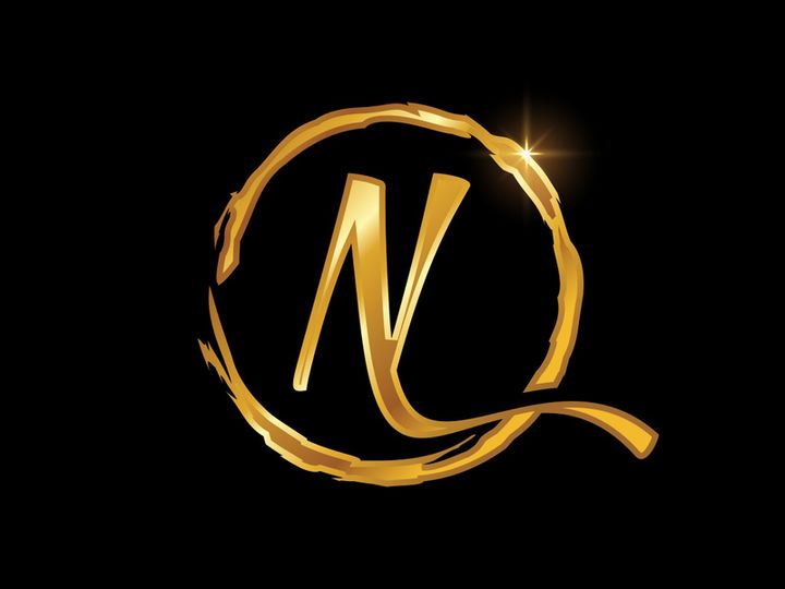 Golden color English hand-drawn alphabet in a brush circle on black background
