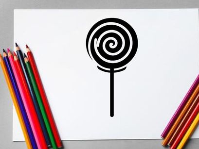 Lolipop Hitam Putih Spiral di Batang untuk Permen dan Makanan Manis