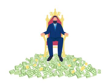 Successful businessman sitting on throne flat concept vector illustration preview picture