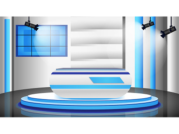 Empty news studio flat color vector illustration preview picture
