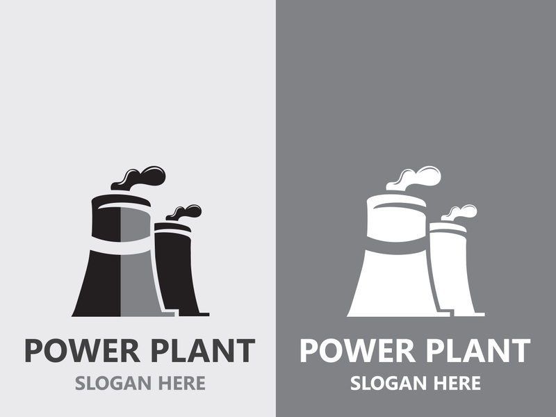 Power plant vector icon. Nuclear cooling Factory sign. Industry symbol. Simple isolated logo