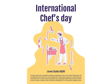 International chefs day poster flat silhouette vector template preview picture