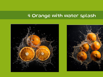 Orange with water splash preview picture