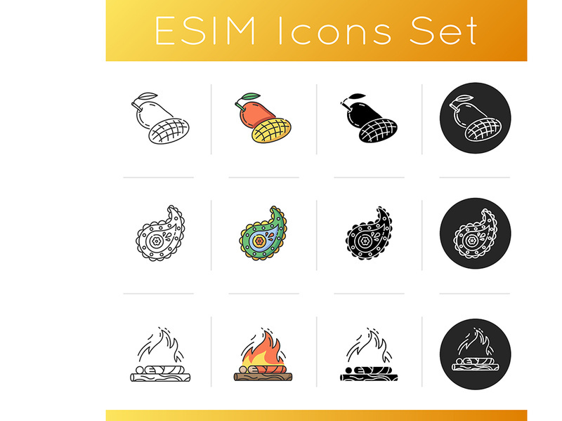 Indian culture icons set