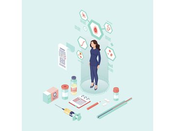 Female patient examination color vector illustration preview picture