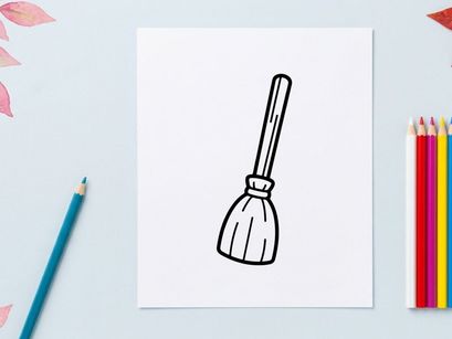 Ícone de vassoura de bruxa. Ilustração de vassoura mágica de Halloween para design de feriados.