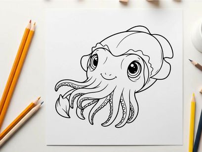 Cute cartoon octopus smiling vector illustration