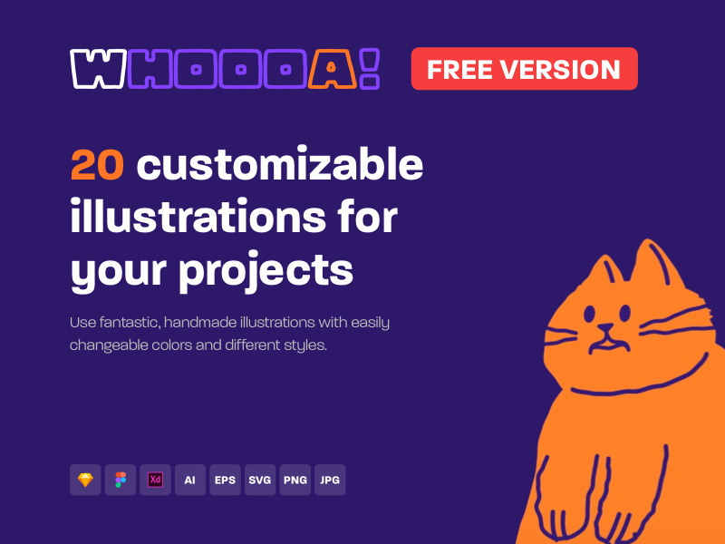 Whoooa! 20 FREE customizable vector illustrations for your next project