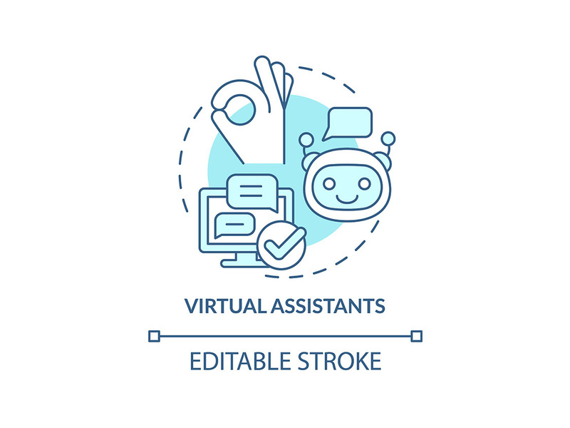Virtual assistants turquoise concept icon
