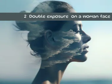 Double exposure  on a woman face preview picture