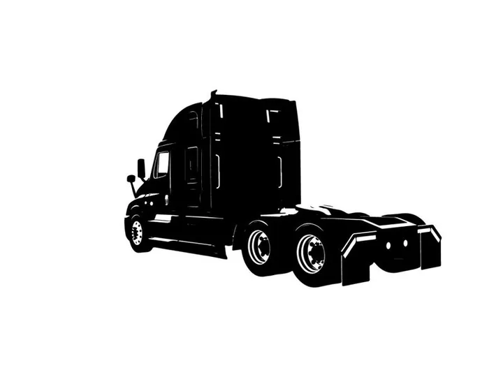 Silhouette of a semi truck with sleeper cabin