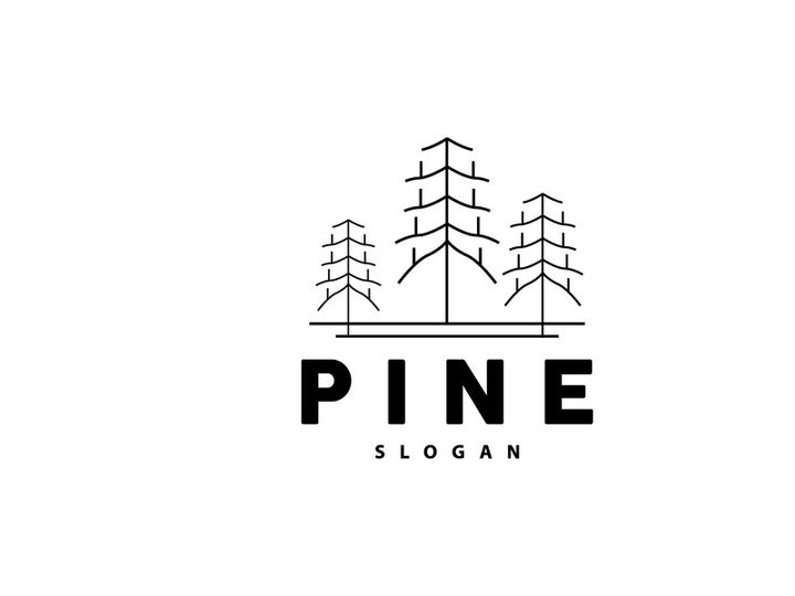 Pine Tree Logo, Luxurious Elegant Simple Design