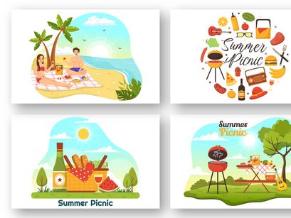 15 Summer Holiday Picnic Illustration