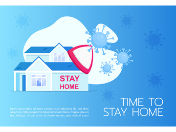 Time to stay home banner flat vector template preview picture