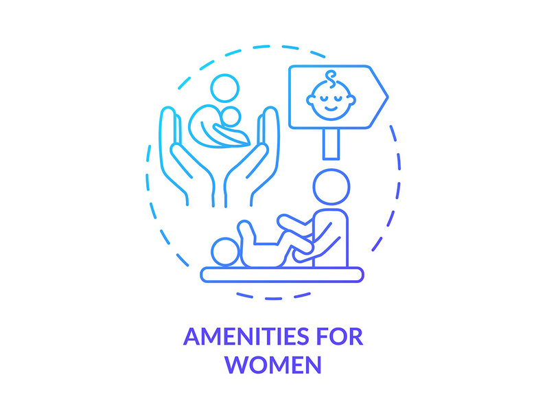 Amenities for women blue gradient concept icon