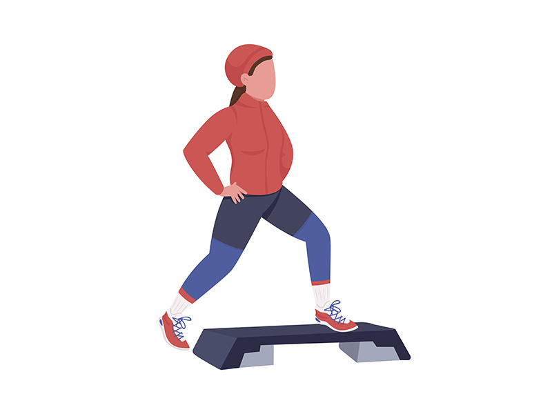 Woman exercising in winter semi flat color vector character