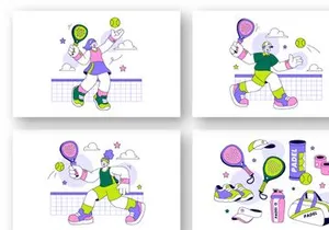 10 Padel Vector Illustration
