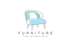 Furniture Logo Design, Home Furniture Illustration Table Icons, Chairs, Cupboards, Lamps