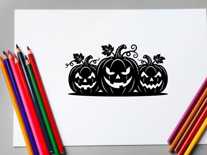 Halloween Jack-o'-lanterns with spooky faces for fall celebration