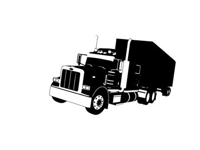 Silhouette of a semi truck with trailer