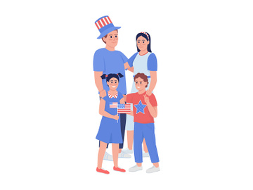 Family with American symbolic semi flat color vector characters preview picture