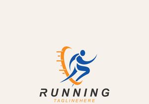 Running sport athlete logo design concept illustration template