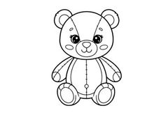 Cute teddy bear sitting flat design vector illustration
