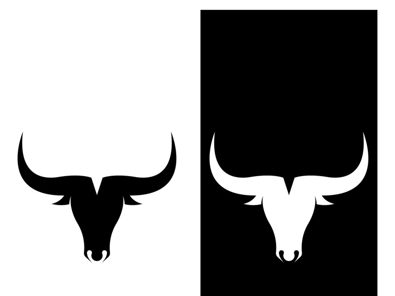 Retro vintage bull head horns logo.