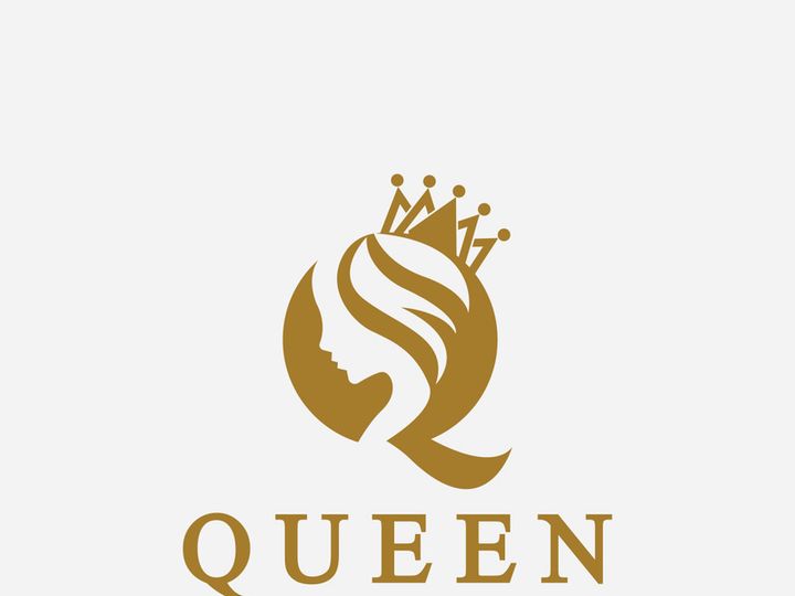 Beautiful face queen icon logo.for queen logo.Beauty woman hair salon golden logo. cosmetic, skin care business logo