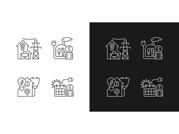 Electrical energy purchase linear icons set for dark and light mode preview picture