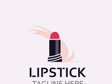 Lipstick logo design for makeup fashion shop and beauty vector cosmetic design template