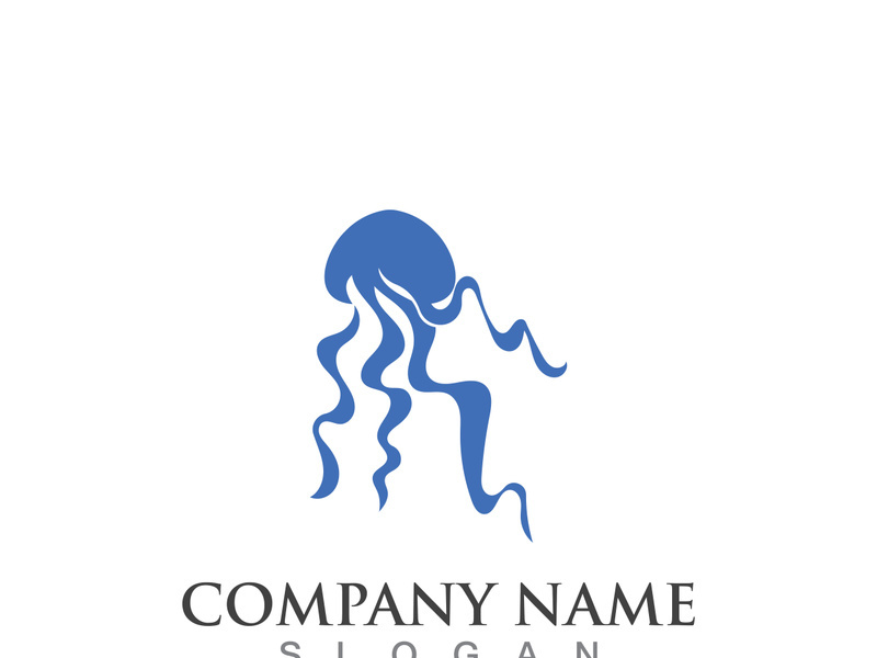 Jellyfish icon illustration design, simple logo template vector