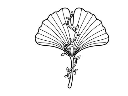 Elegant Line Art von einem Flamingo und Ginkgo-Blatt. Künstlerische botanische Illustration für Design und Dekoration.