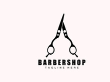 Scissors Logo Design, Barbershop Shaver Vector, Babershop Scissors Brand Illustration