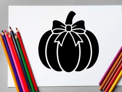 Schwarzes Halloween-Kürbis-Symbol mit Schleife für Herbst- und Weihnachtsdekoration