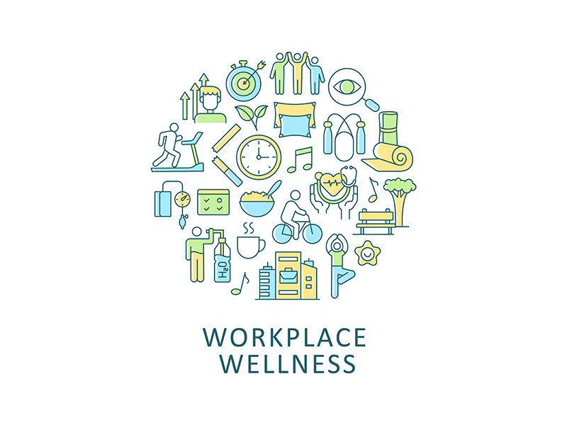 Workplace wellness abstract color concept layout with headline