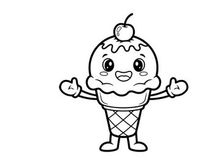 Cute ice cream character thumbs up vector illustration