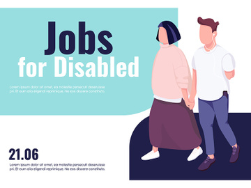 Jobs for disabled banner flat vector template preview picture