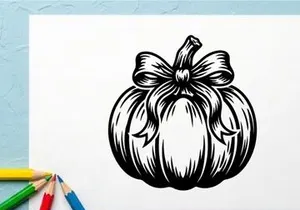 Black and White Pumpkin Illustration for Fall or Halloween Decor