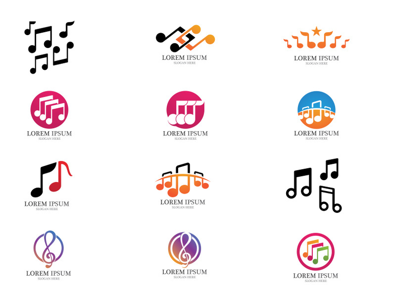 Music note player logo vector