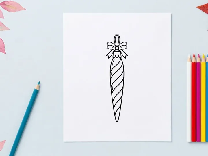 Hand-drawn Christmas candy cane with holly berry and leaf festive decoration vector illustration